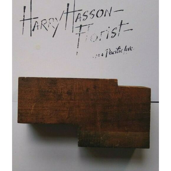 Harry Hasson Florist Printer Block Ink Stamp Letter Press Vintage Atlantic City - Picture 5 of 6